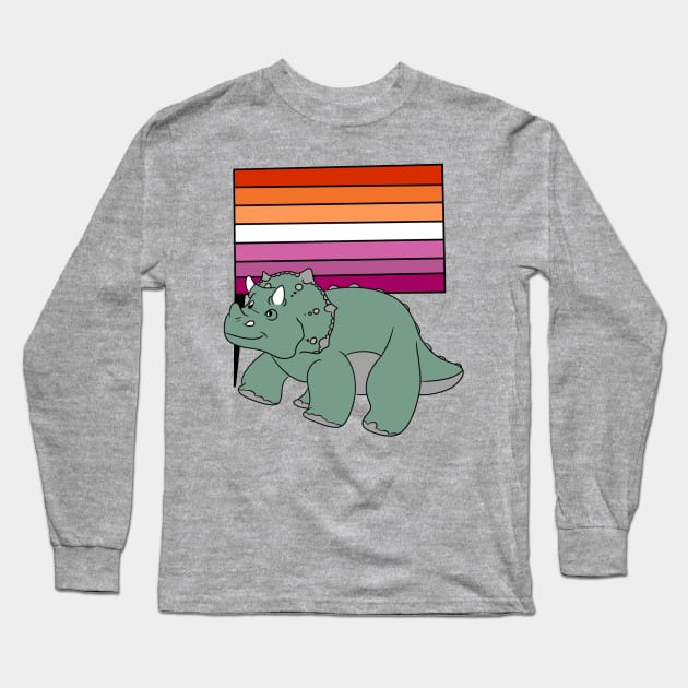 Dinosaur lesbian flag Long Sleeve T-Shirt by Walt crystals